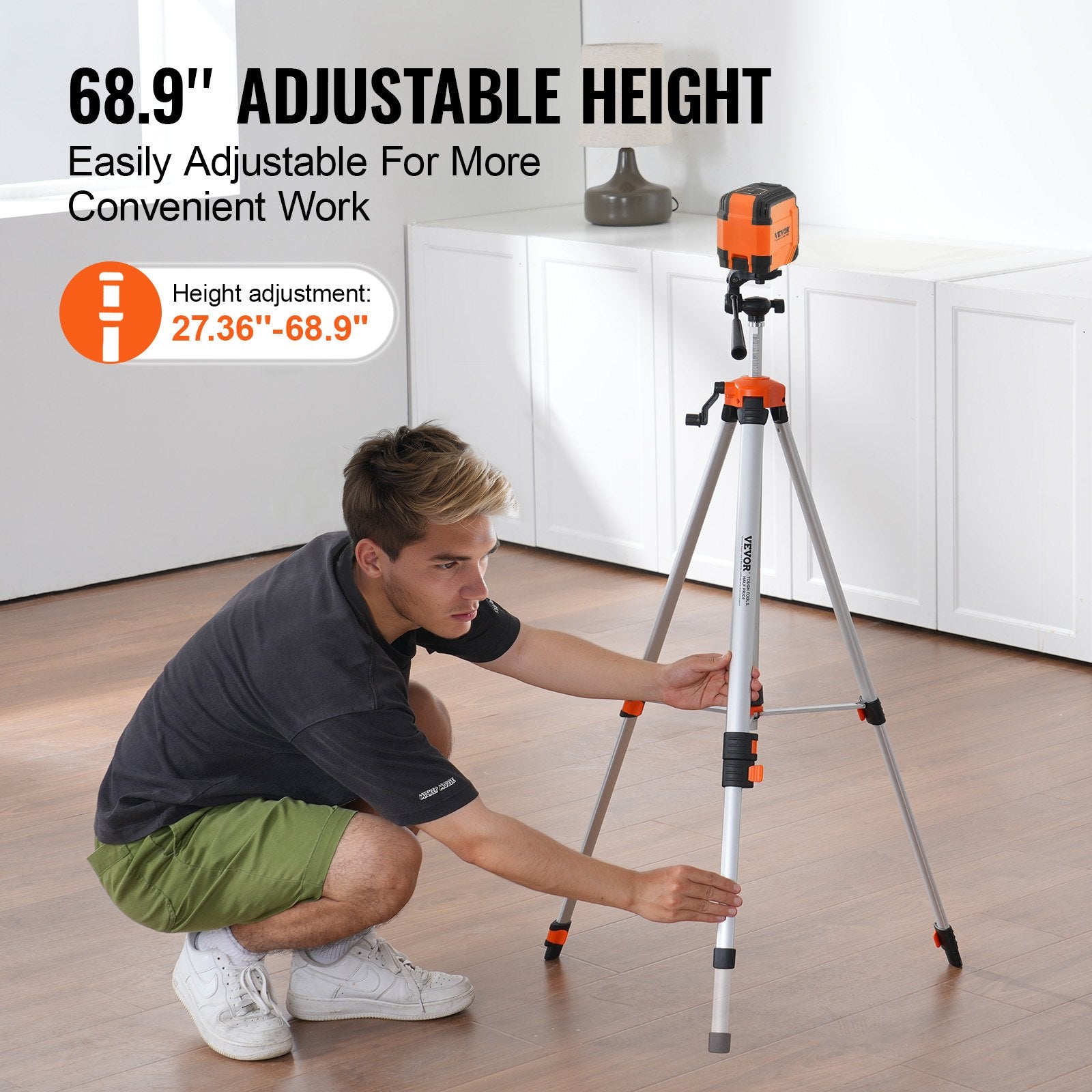 Laser Level Tripod ¼ x 20 Thread 27.36-68.11 inch Height Adjustment