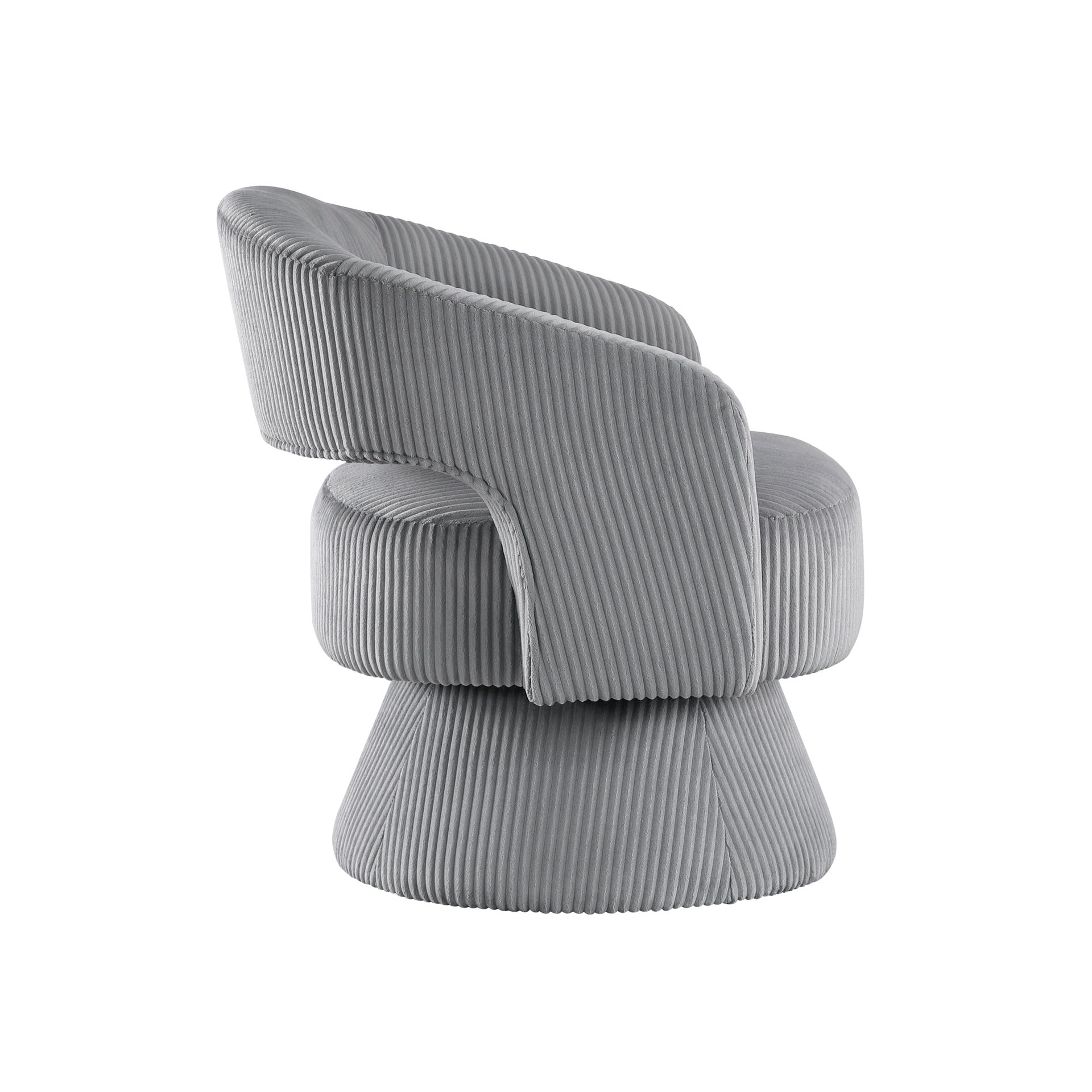 Modern Luxurious Swivel Accent Chair Dark Gray Soft Corduroy Upholstery Plush Seating Solid Wood Stylish Home Furniture 1pc