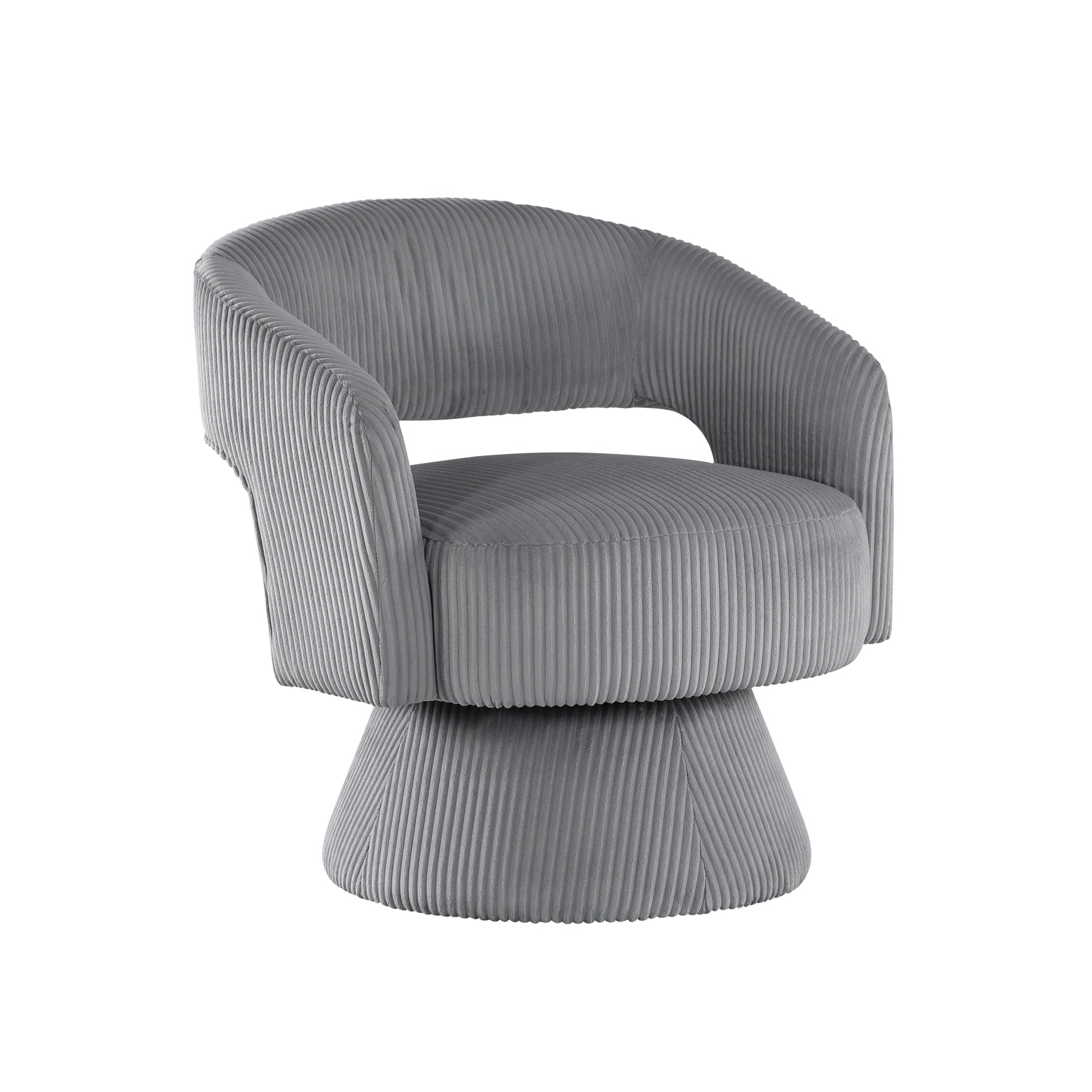 Modern Luxurious Swivel Accent Chair Dark Gray Soft Corduroy Upholstery Plush Seating Solid Wood Stylish Home Furniture 1pc