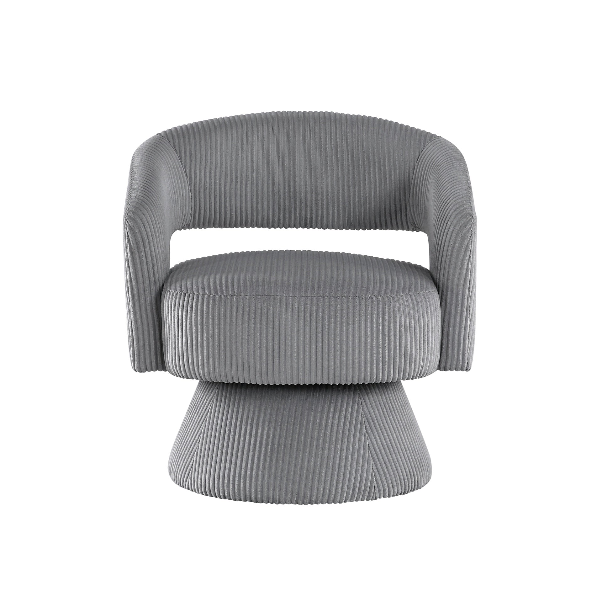 Modern Luxurious Swivel Accent Chair Dark Gray Soft Corduroy Upholstery Plush Seating Solid Wood Stylish Home Furniture 1pc