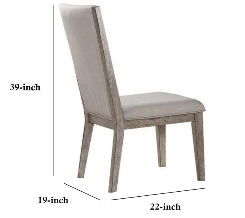 Rocky Fabric & Gray Oak Finish Side Chair (Set of 2)