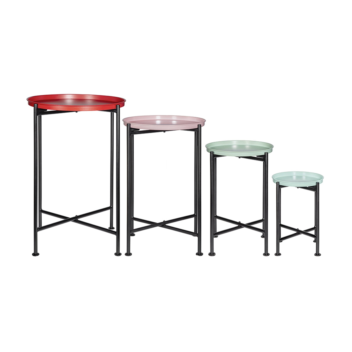 Set of 4 Multicolor Nesting Plant Stands, L1:D14x22"  L2:D12x20"  L3:D10x16"  L4:D8x12"