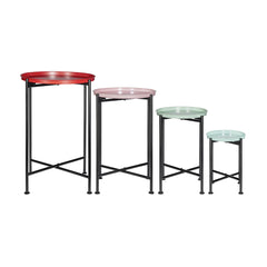 Set of 4 Multicolor Nesting Plant Stands, L1:D14x22"  L2:D12x20"  L3:D10x16"  L4:D8x12"