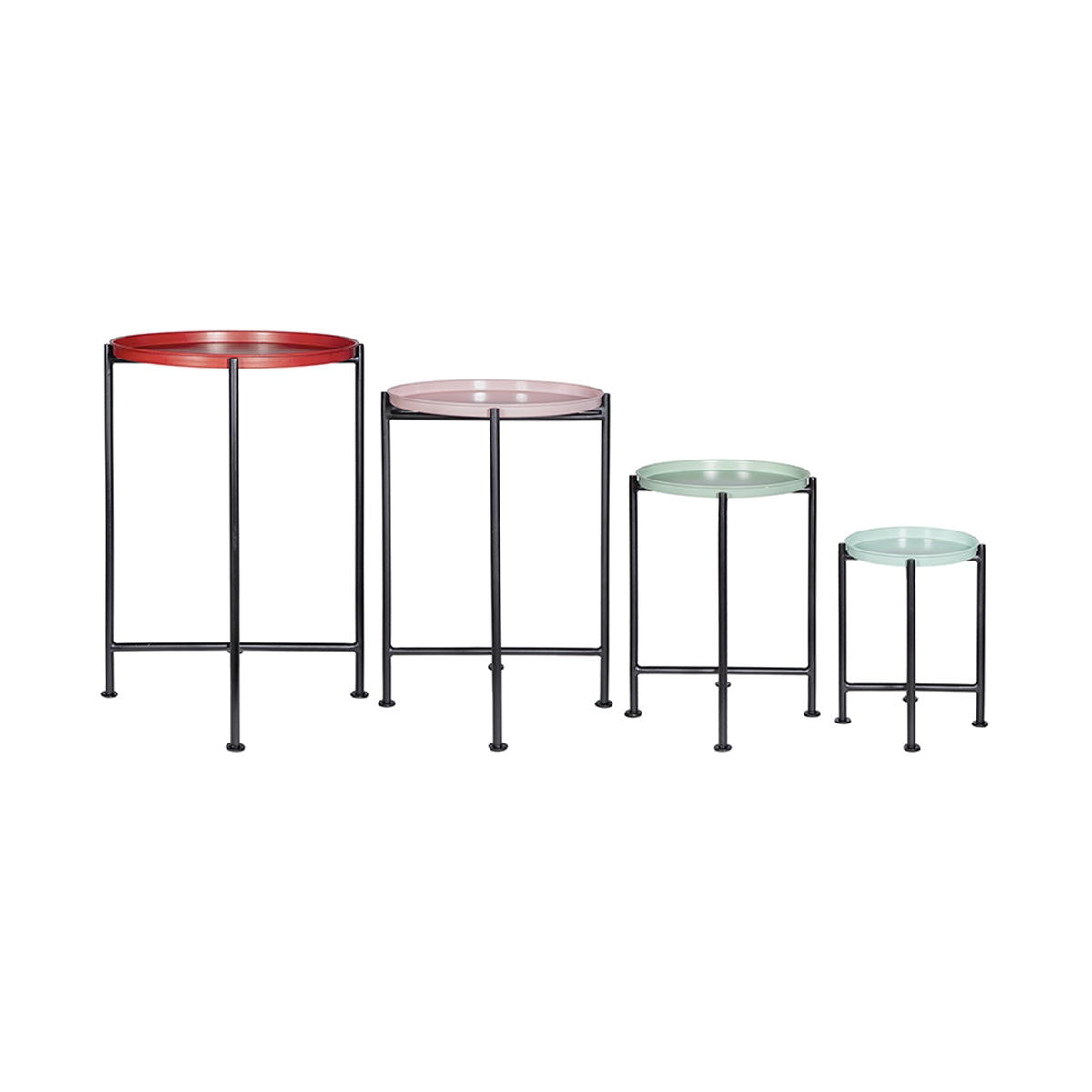 Set of 4 Multicolor Nesting Plant Stands, L1:D14x22"  L2:D12x20"  L3:D10x16"  L4:D8x12"