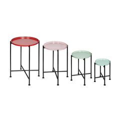 Set of 4 Multicolor Nesting Plant Stands, L1:D14x22"  L2:D12x20"  L3:D10x16"  L4:D8x12"