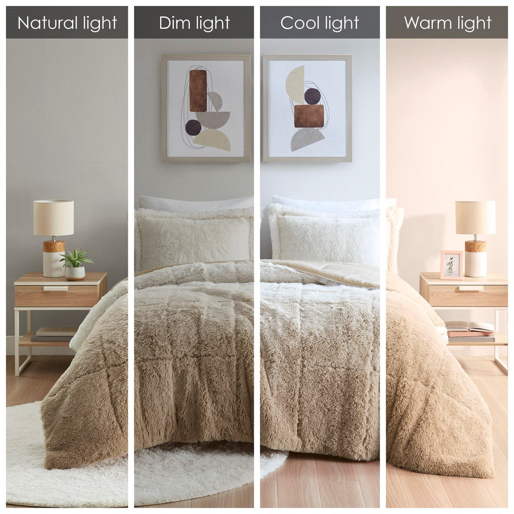 Twin/Twin XL Ombre Shaggy Long Fur Comforter Mini Set
