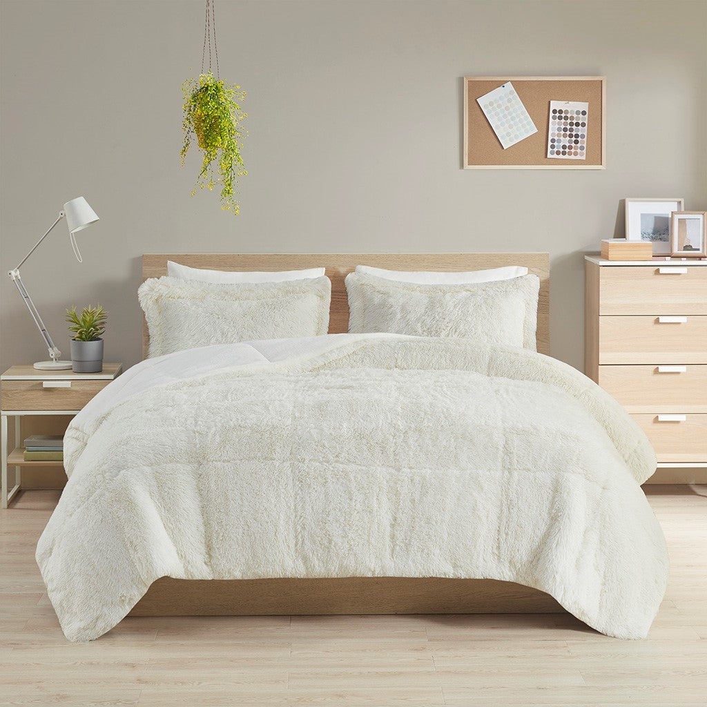 Twin/Twin XL Shaggy Long Fur Comforter Mini Set