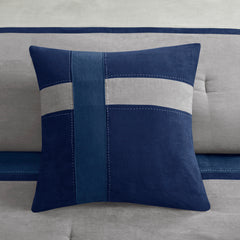 7 Piece Faux Suede Comforter Set Blue Cal King