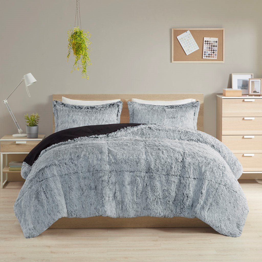 King/Cal King Shaggy Long Fur Comforter Mini Set