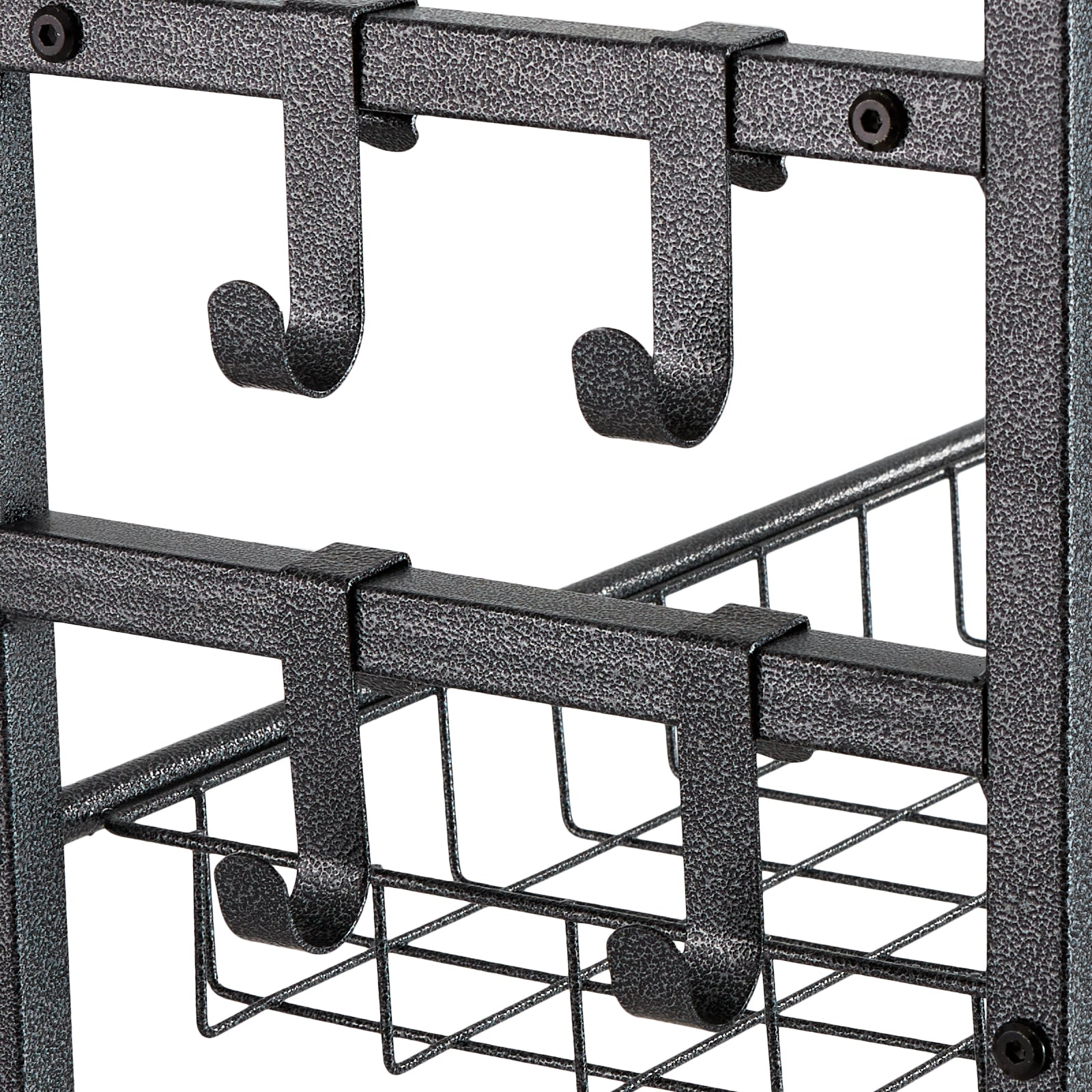 Golf Storage Garage Organizer, 2 Golf Bag Storage Stand Holder and Other Sports Equipment Storage Rack, Outdoor Steel Ball Cart, Sports Gear and Toys Storage Shelves with Baskets & Hooks, Black