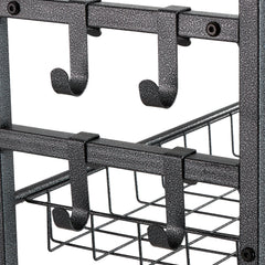 Golf Storage Garage Organizer, 2 Golf Bag Storage Stand Holder and Other Sports Equipment Storage Rack, Outdoor Steel Ball Cart, Sports Gear and Toys Storage Shelves with Baskets & Hooks, Black
