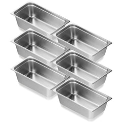 6 Pack Hotel Pans, Full Size Anti-Jam Steam Pan, 0.8mm Thick Stainless Steel Restaurant Steam Table Pan, 6-Inch Deep Commercial Table Pan, Catering Storage Food Pan, for Industrial & Scientific
