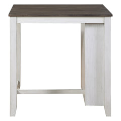 Transitional Design White and Gray Finish 3-piece Pack Counter Height Set Table w Display Shelf USB ports and 2x Counter Height Chairs Fabric Upholstered Dining Furniture