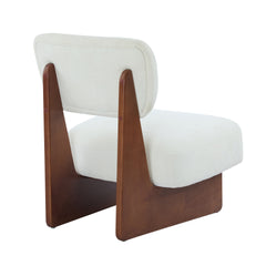 [Set of 2] Modern Beige Lounge Chair with Polyester Upholstery, Sturdy Wood Base With Walnut Finish, Minimalist and Stylish Accent Seating for Living Room, Bedroom, or Office