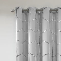 Total Blackout Metallic Print Grommet Top Curtain Panel(Only 1 Pc Panel)