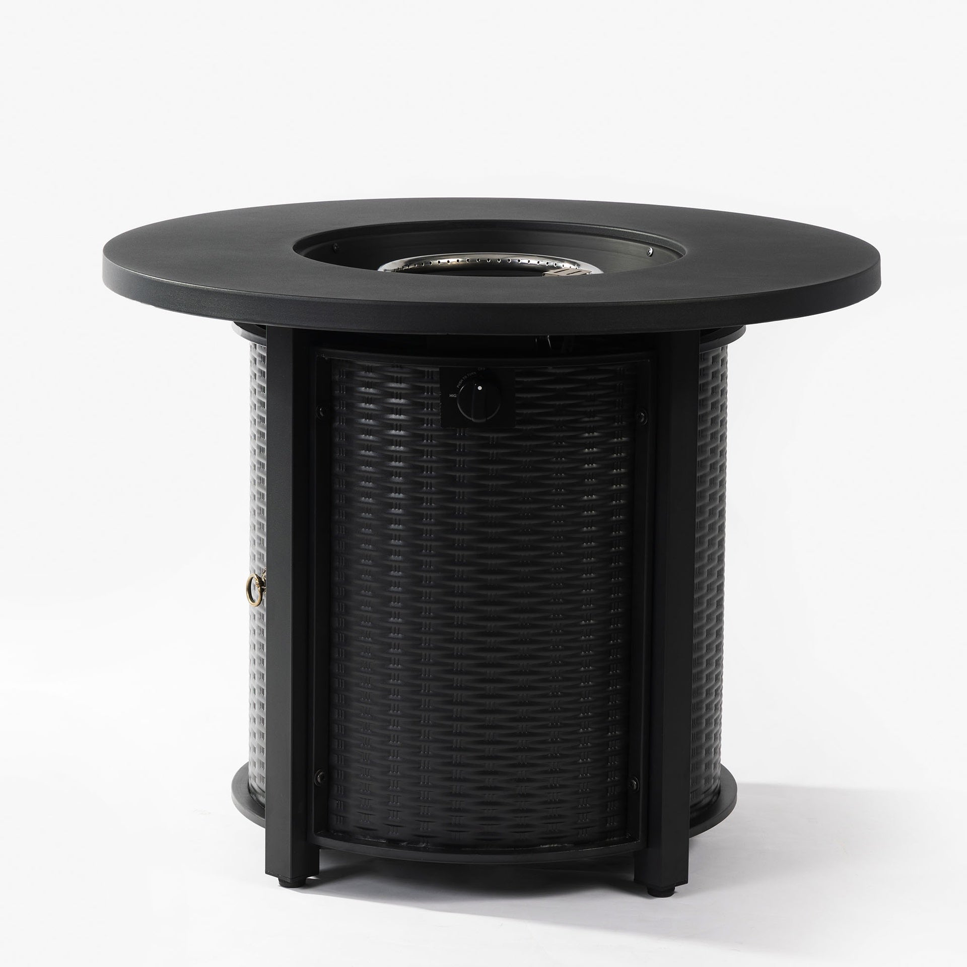 32" Propane Gas Fire Pit Table, 50000 BTU Round Steel Fire Pit for Outside Patio Deck Garden Courtyard-Black
