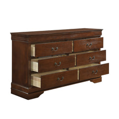 6 Drawer Wooden Dresser In Contemporary Style, Brown