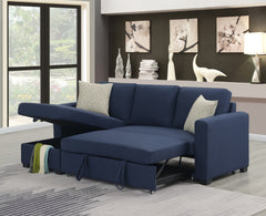 Navy Reversible Section with Pop-Up Sleeper and Storage Chaise