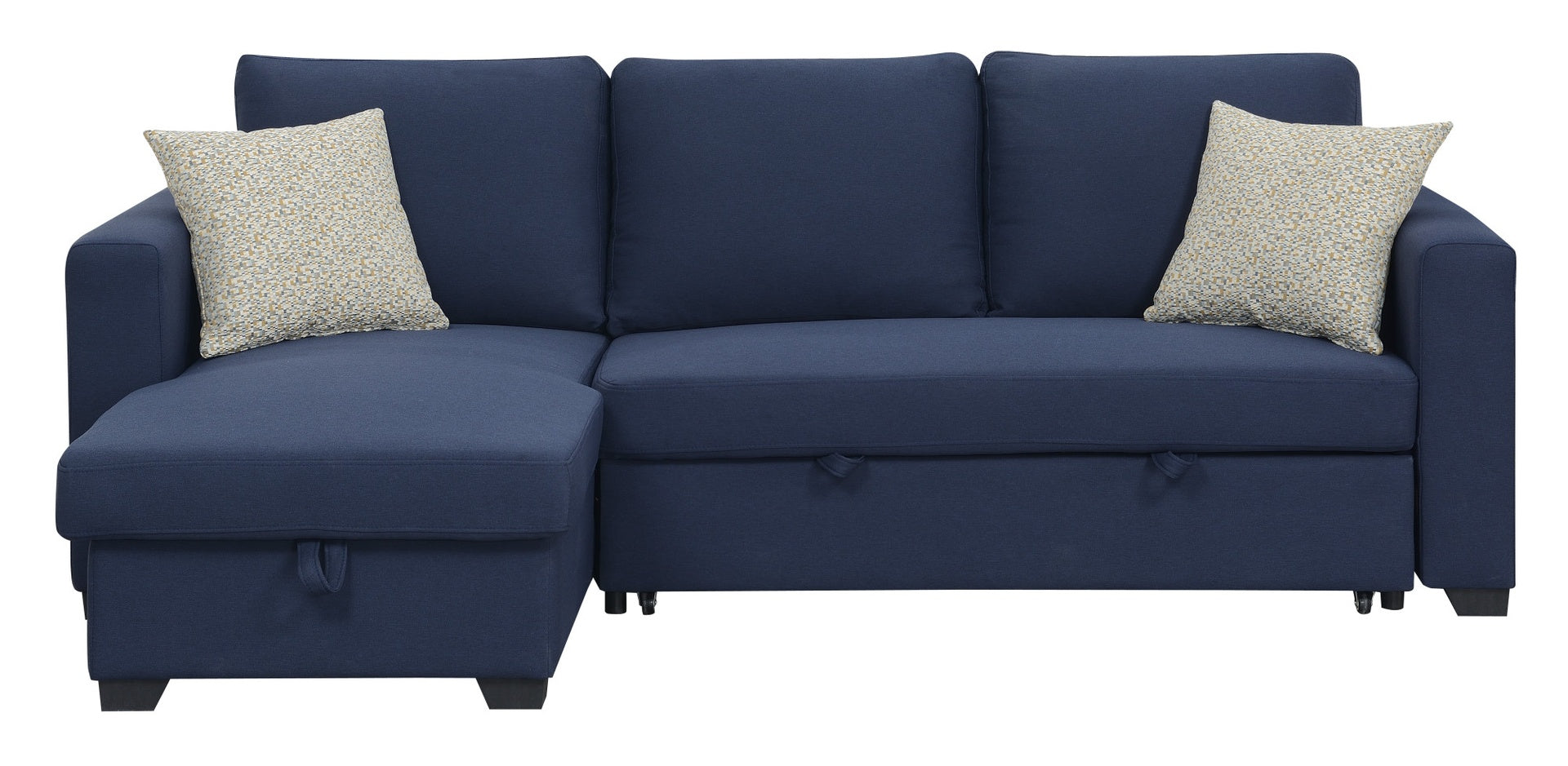 Navy Reversible Section with Pop-Up Sleeper and Storage Chaise