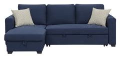 Navy Reversible Section with Pop-Up Sleeper and Storage Chaise