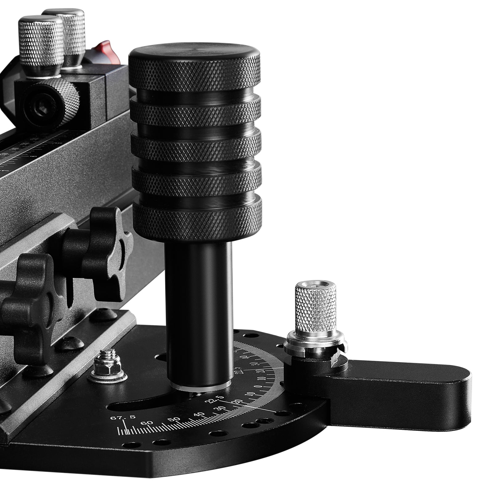 Precision Miter Gauge, Standard Slot 3/4'' x 3/8'', Aluminum Alloy Table Saw Miter Gauge with 18 in Grating 15 Angle Stops Adjustable Spring Loaded Plunger and Removable Disc, for Woodworking