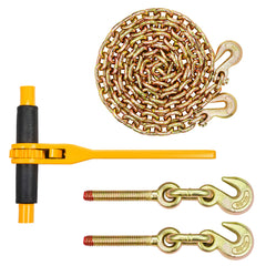 Chain and Binder Kit 3/8"-1/2" Ratchet Load Binder 3/8" x 10' Chain 2 Pack