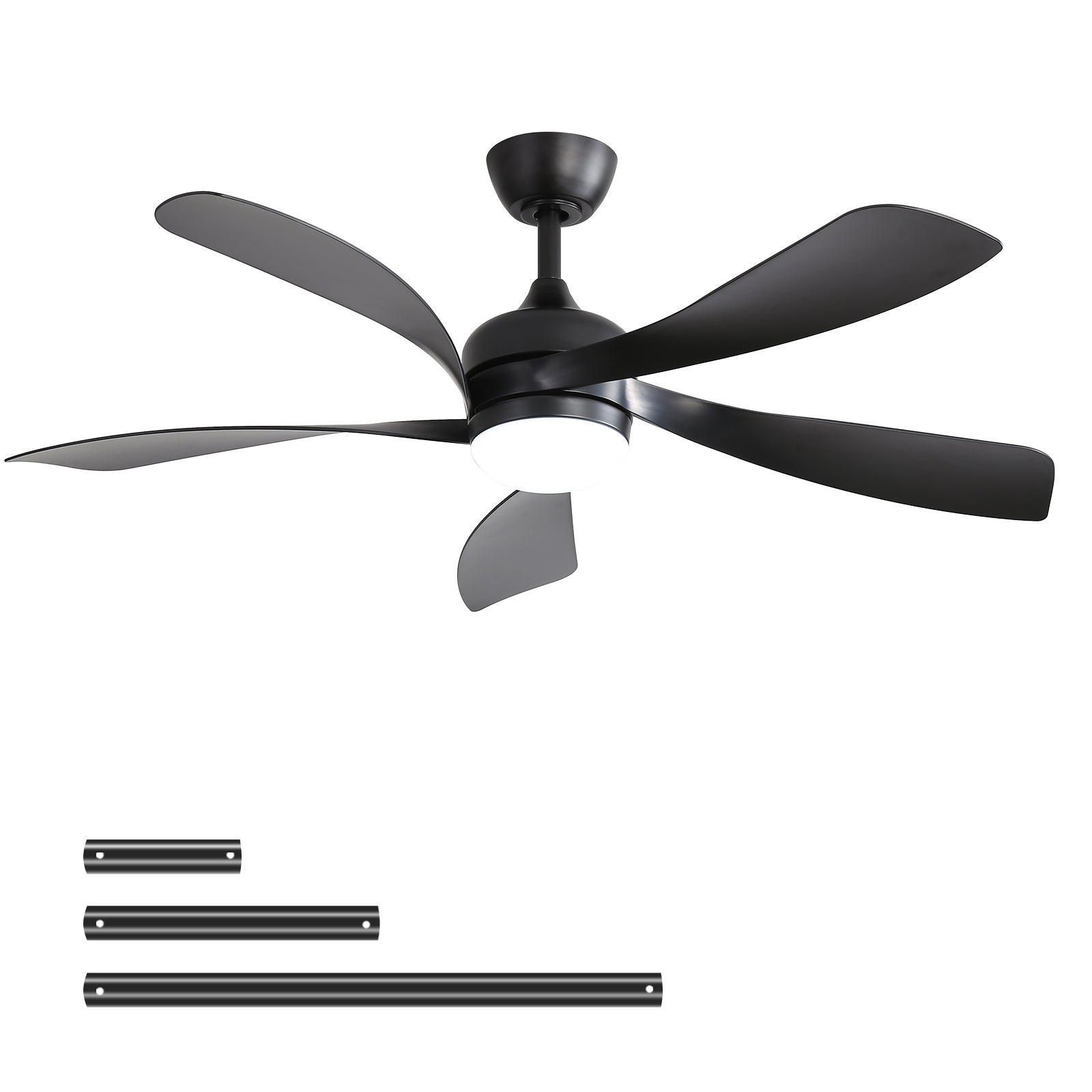 45 Inch Matte Black Smart Ceiling Fan with DC Motor Alexa APP Control Quiet Reversible Operation Dimmable Lighting and Timer