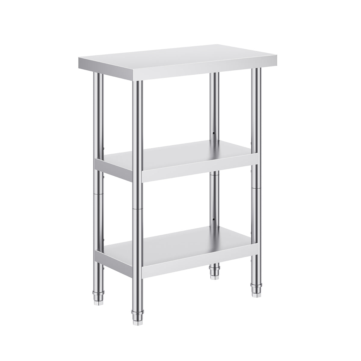 Stainless Steel Food Prep Table, 14 x 24 x 34 Inch Commercial Kitchen Worktable, with 2 Adjustable Undershelf, Heavy Duty Prep Table Metal Work Table for BBQ, Kitchen, Home, and Garage