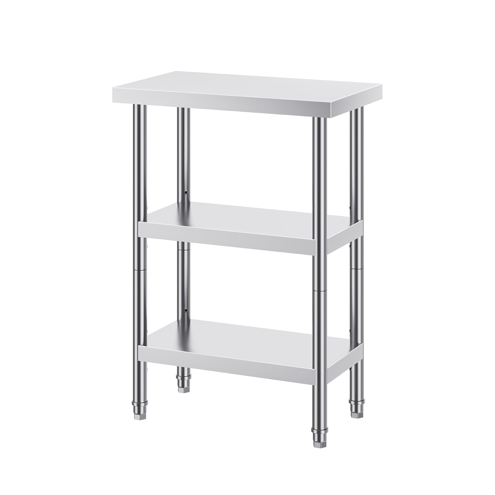 Stainless Steel Food Prep Table, 14 x 24 x 34 Inch Commercial Kitchen Worktable, with 2 Adjustable Undershelf, Heavy Duty Prep Table Metal Work Table for BBQ, Kitchen, Home, and Garage