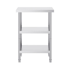 Stainless Steel Food Prep Table, 14 x 24 x 34 Inch Commercial Kitchen Worktable, with 2 Adjustable Undershelf, Heavy Duty Prep Table Metal Work Table for BBQ, Kitchen, Home, and Garage