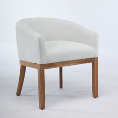 Mid Century Modern Upholstered Barrel Dining Chairs with Arms,Farmhouse Linen Kitchen & Dining Room Chairs with Natural Hardwood Frame, 19" W Accent Chairs for Living Room,Single Pack,Beige,SW1891BG