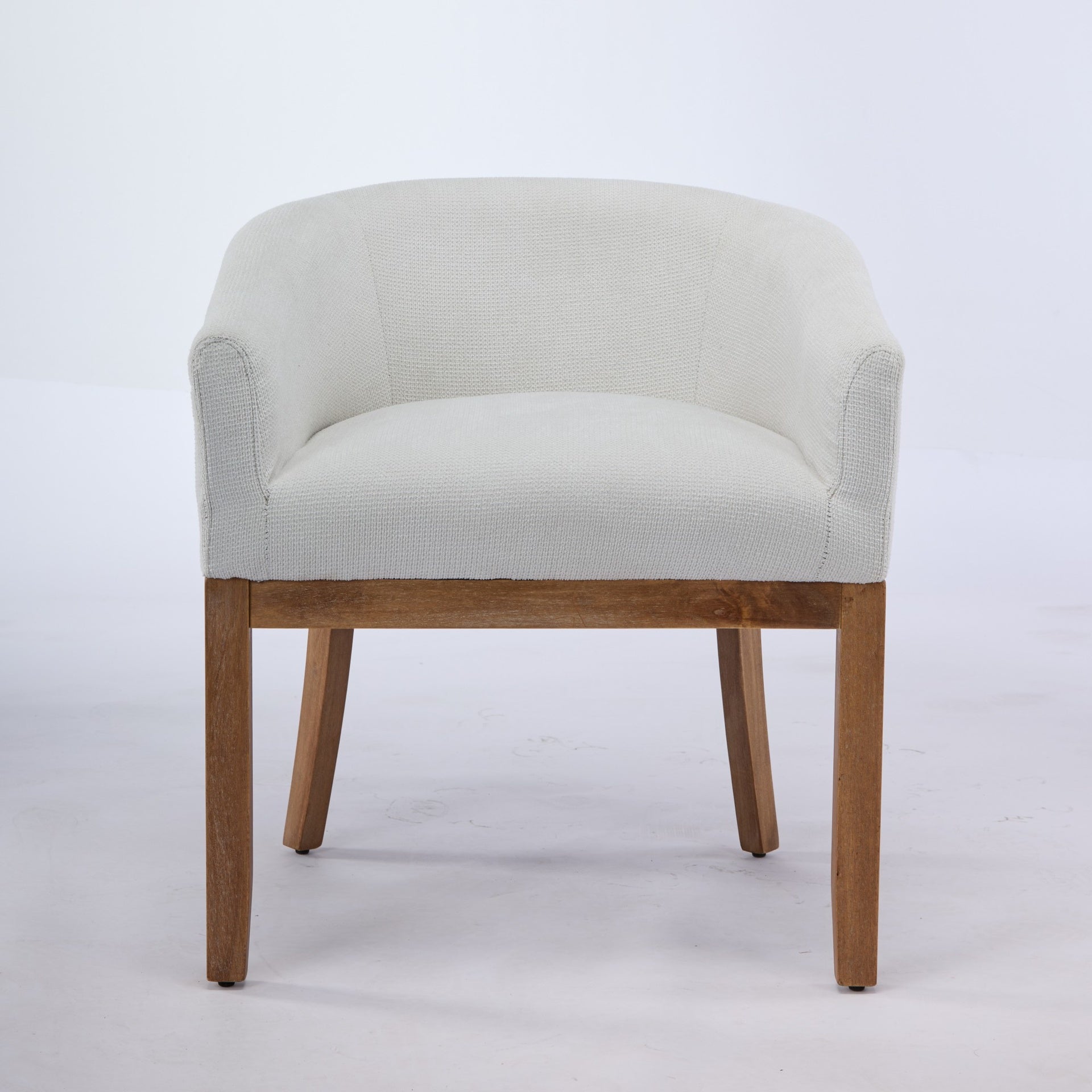 Mid Century Modern Upholstered Barrel Dining Chairs with Arms,Farmhouse Linen Kitchen & Dining Room Chairs with Natural Hardwood Frame, 19" W Accent Chairs for Living Room,Single Pack,Beige,SW1891BG