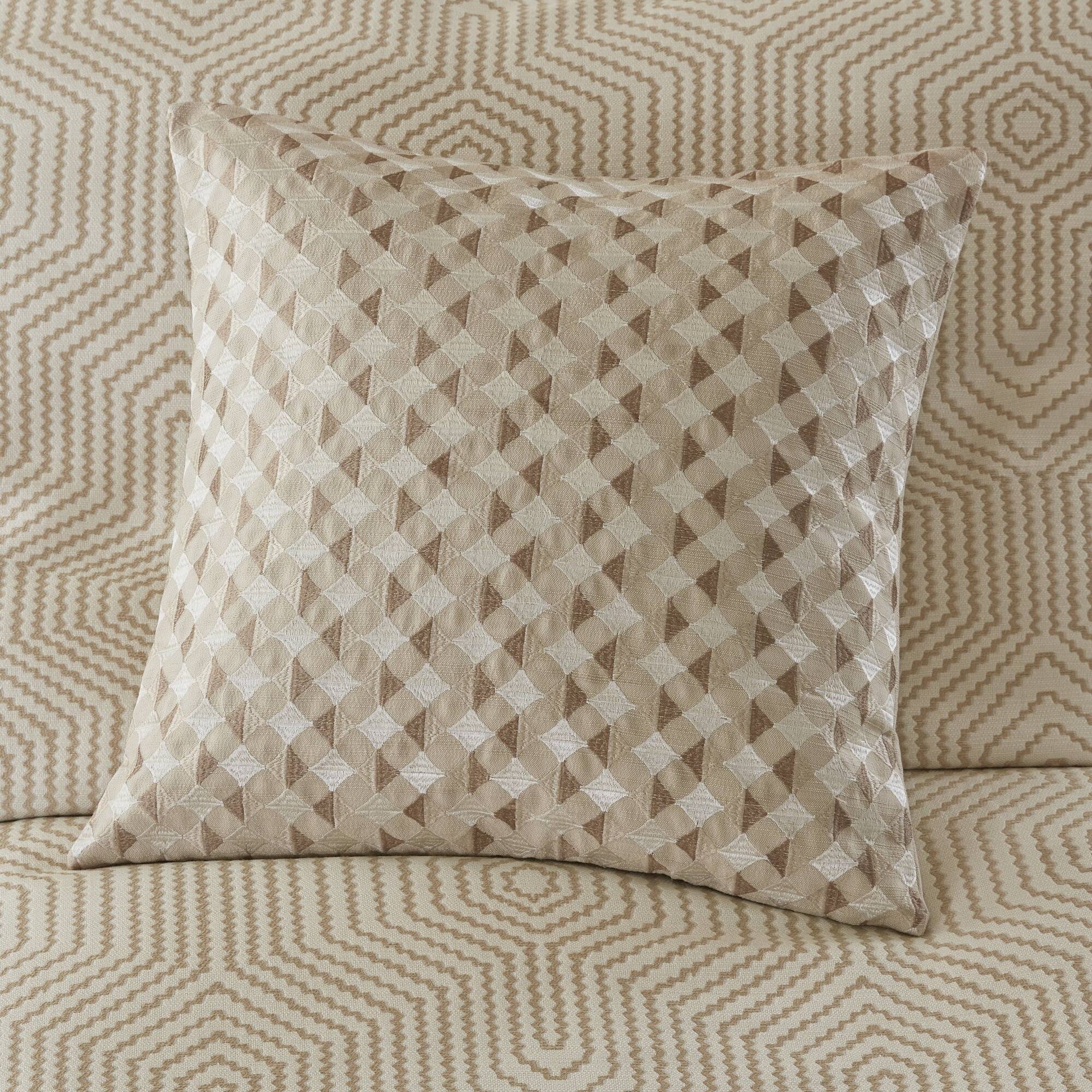 9-Piece King Abstract Comforter Set, Tan+Ivory
