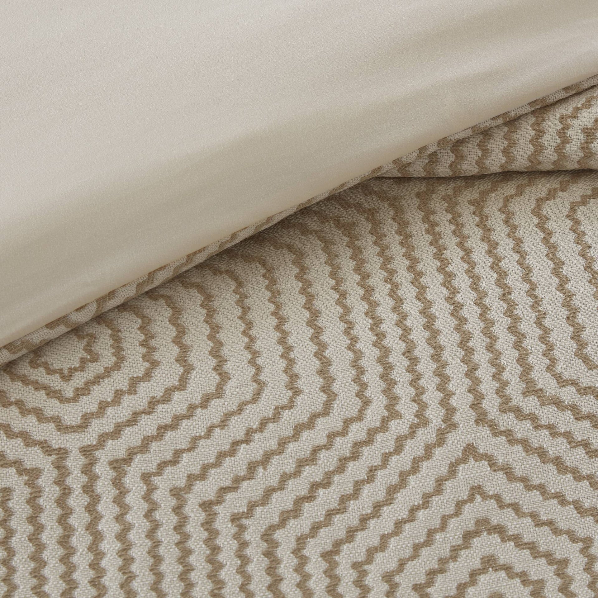9-Piece King Abstract Comforter Set, Tan+Ivory