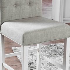 Set of 2pc Counter Height Dining Chairs Antique White Solid wood Dining Room Furniture Tufted Back Padded Upholstered Seat.