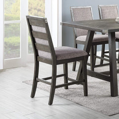 Modern Grey Dining Chairs Kitchen Set of 2pc High Chairs Upholstered Fabric Foam Cushion Dining Room