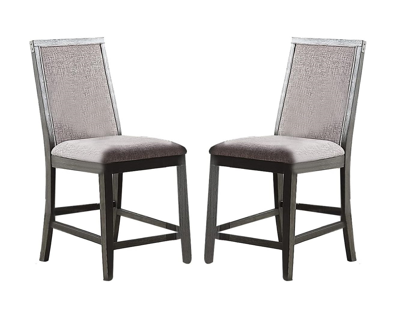 Modern Grey Dining Chairs Kitchen Set of 2pc High Chairs Upholstered Fabric Foam Cushion Dining Room