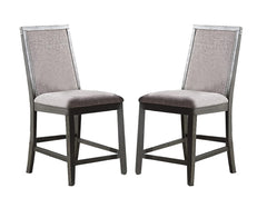 Modern Grey Dining Chairs Kitchen Set of 2pc High Chairs Upholstered Fabric Foam Cushion Dining Room