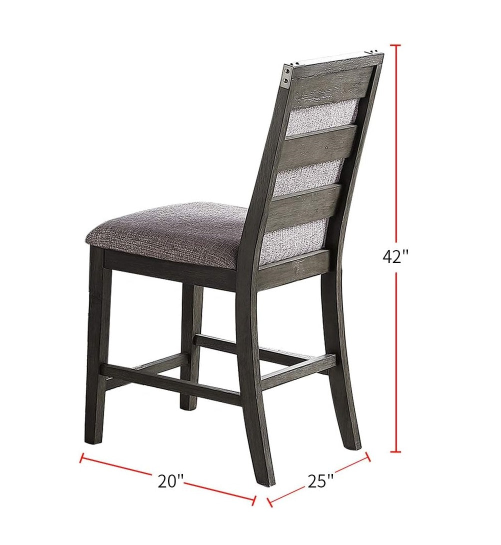 Modern Grey Dining Chairs Kitchen Set of 2pc High Chairs Upholstered Fabric Foam Cushion Dining Room