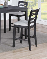 Dining Room Furniture 5pcs Set Charcoal Dining Table 4x Side Chairs Rubberwood Cross Back Design Chair Wooden Top