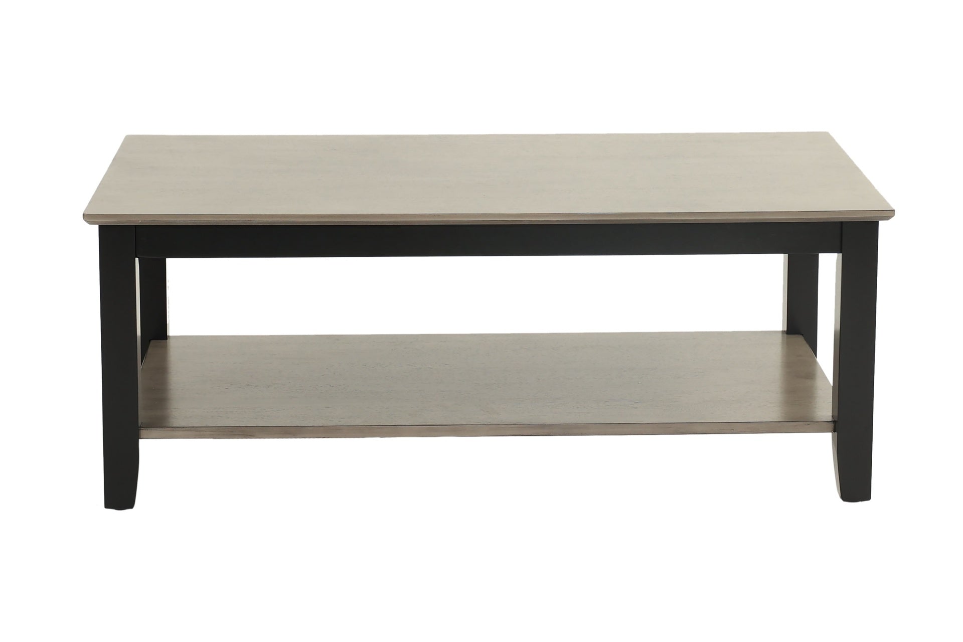 Gray And Black Two Tone Finish 1pc Coffee Table Under-Table Shelf Storage Living Room Rubberwood Walnut Veneer