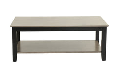 Gray And Black Two Tone Finish 1pc Coffee Table Under-Table Shelf Storage Living Room Rubberwood Walnut Veneer