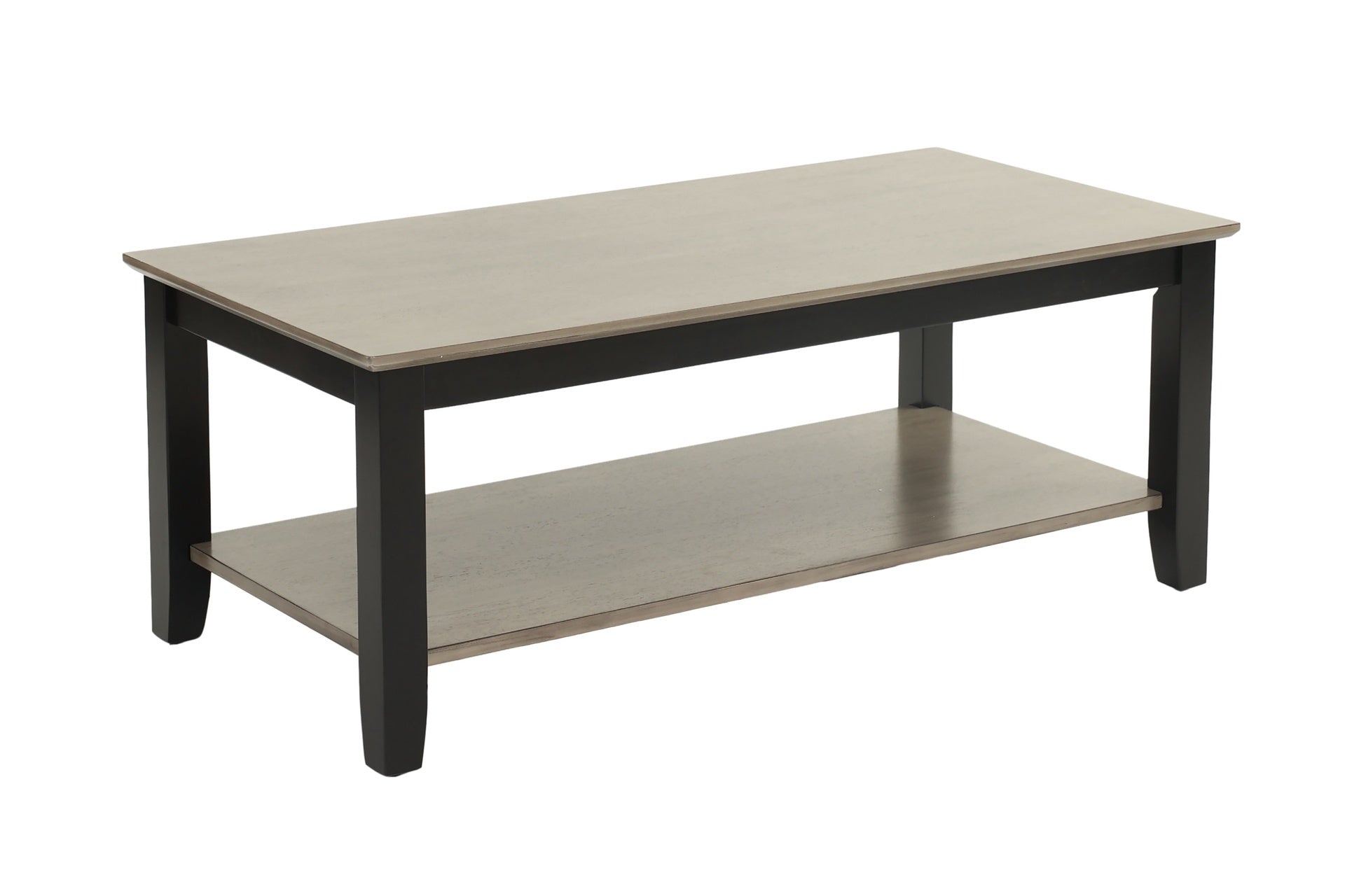 Gray And Black Two Tone Finish 1pc Coffee Table Under-Table Shelf Storage Living Room Rubberwood Walnut Veneer