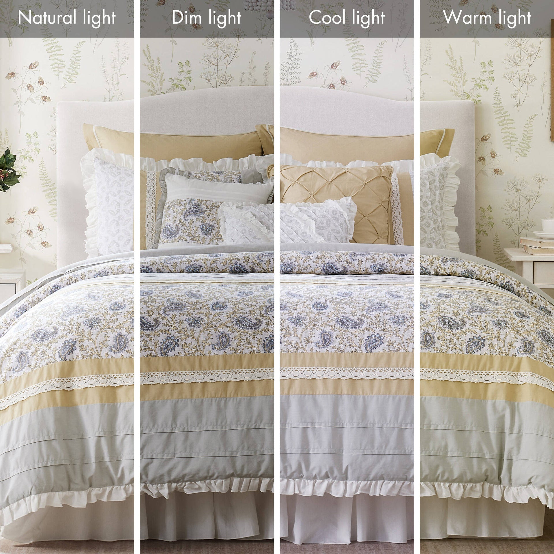 9 Piece Cotton Percale Comforter Set Yellow King