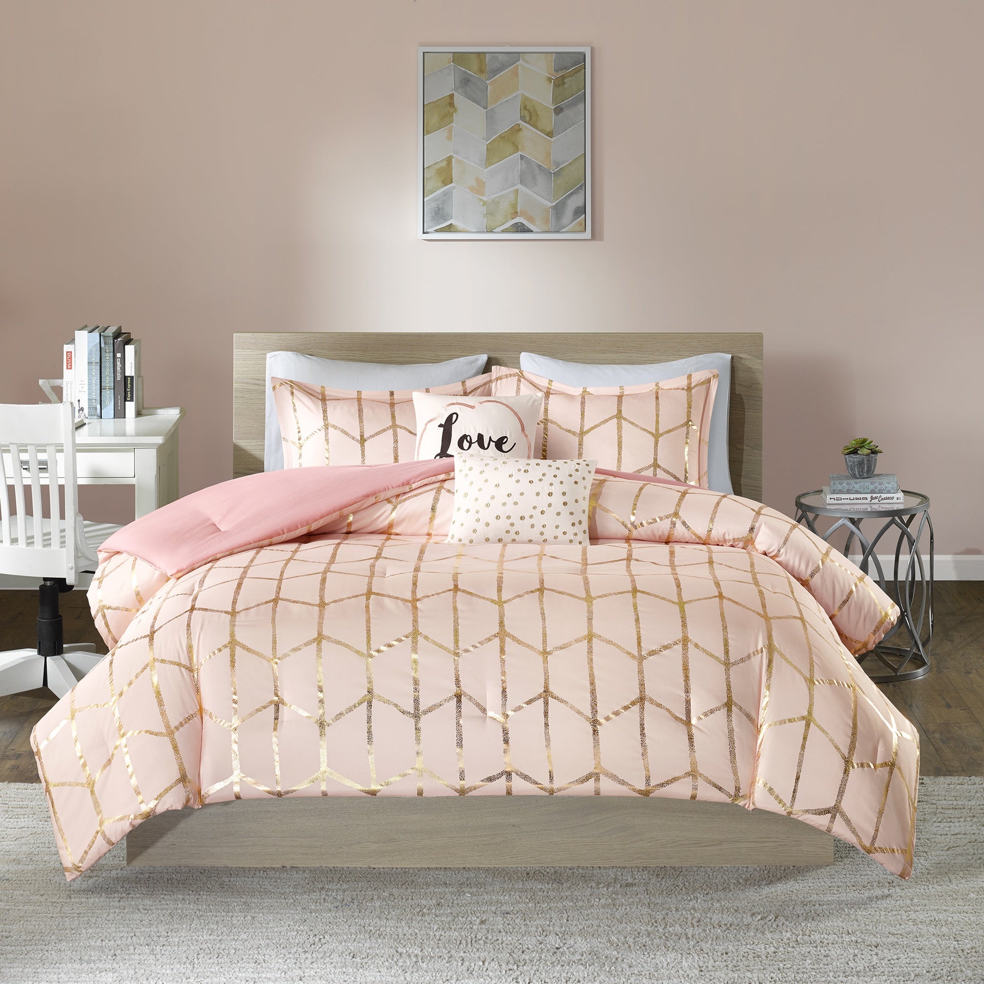 5-Piece Full/Queen 100% Polyester Brushed Microfiber Printed Comforter Set