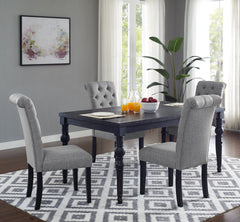 Leviton Urban Style Wood Dark Wash Turned-Leg Dining Set: Table and 4 Chairs, Gray