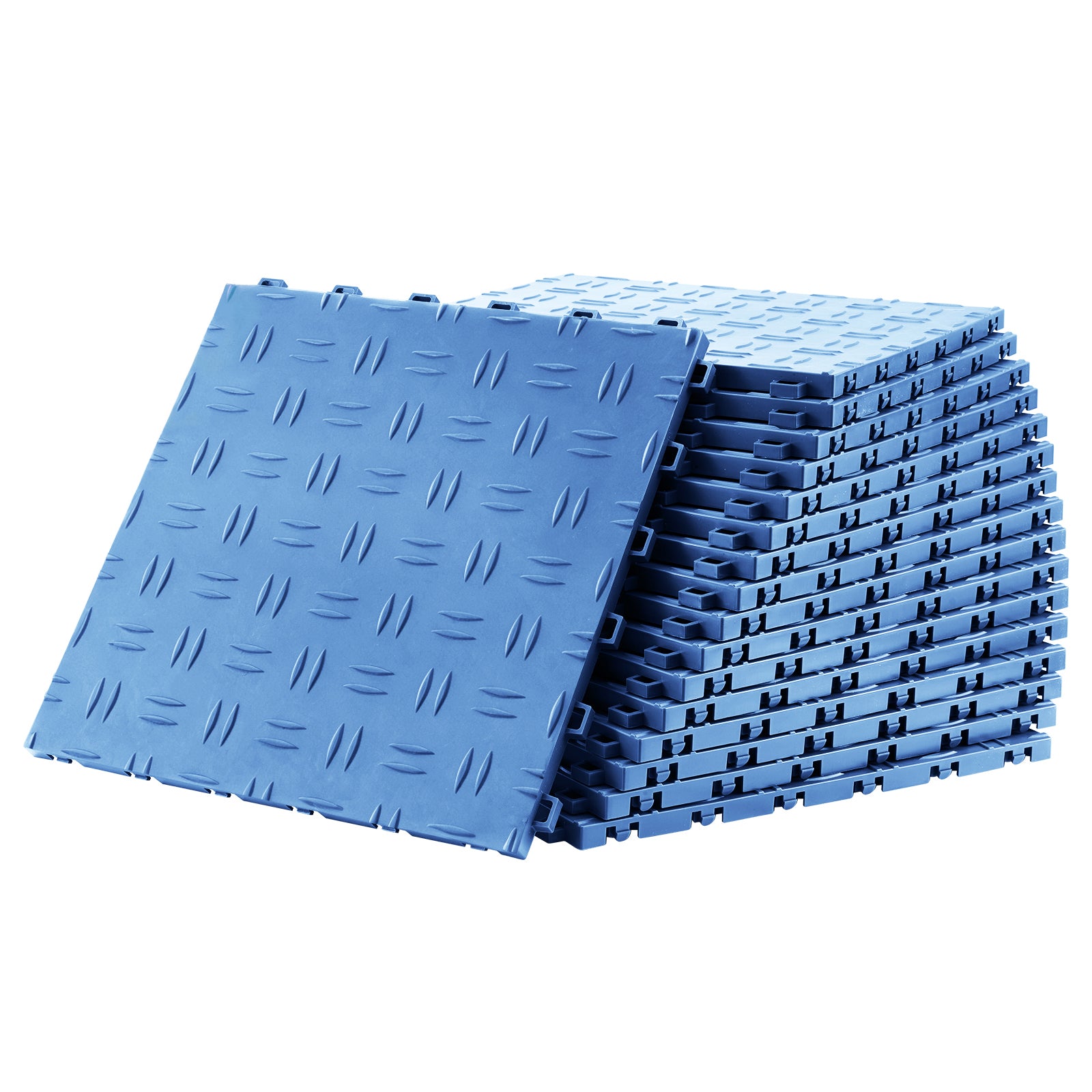 Garage Tiles Interlocking, 12 x 12 x 0.53 inch 50 Pack Garage Floor Covering Tiles, Non-Slip Double-Sided Texture Garage Flooring Tiles, for Garages, Basements, Repair Shops, Blue