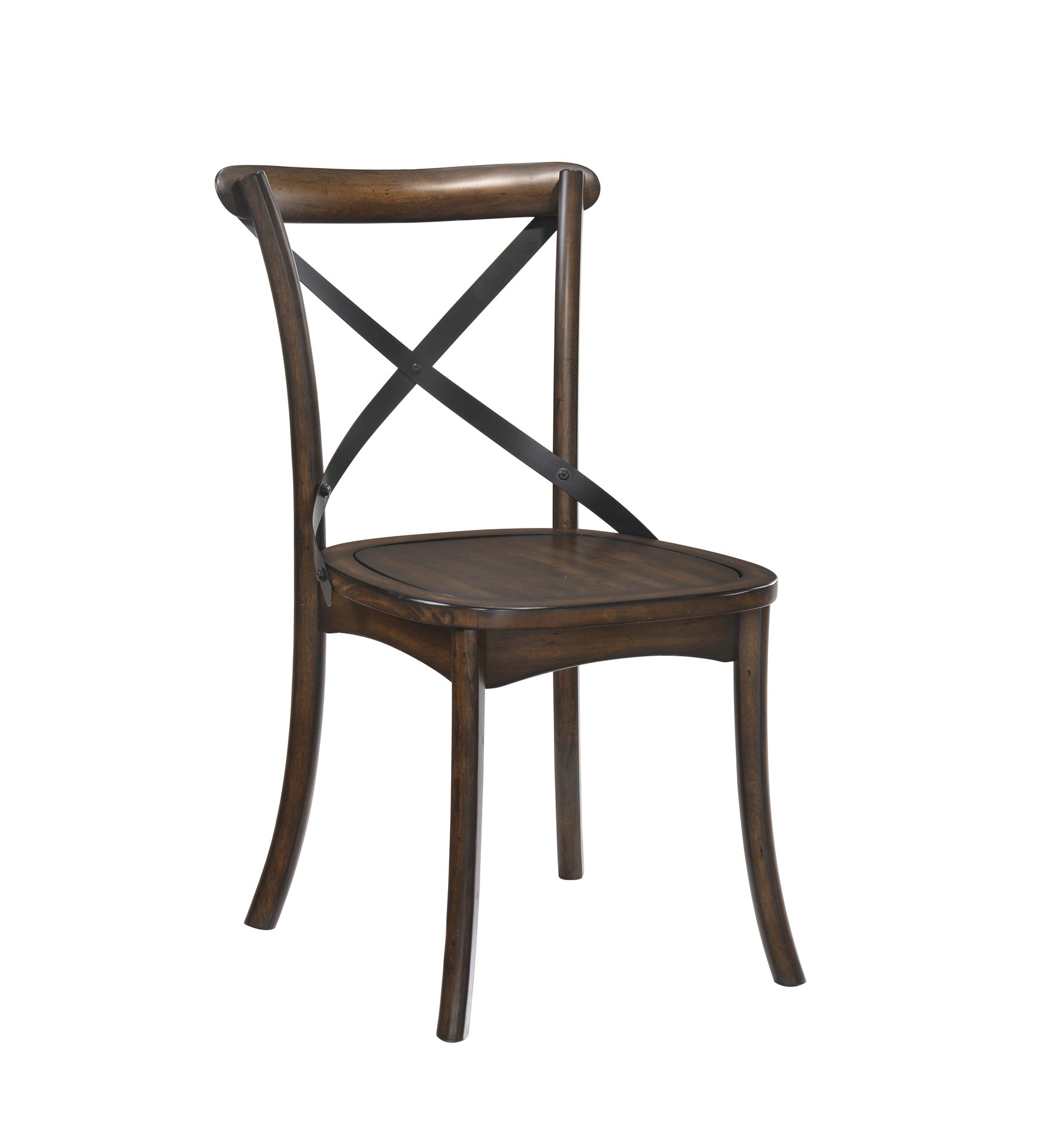 Dark Oak Finish Dining Side Chairs Set of 2 Wooden Kitchen Furniture X-Design Metal Accent Black