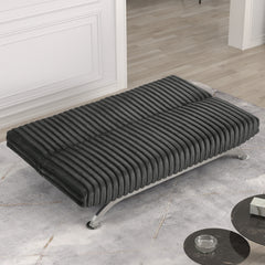 Charcoal Finish Contemporary Style Futon Sofa Bed Convert Into Bed With Hidden Support Metal Leg chrome Finish Base Legs