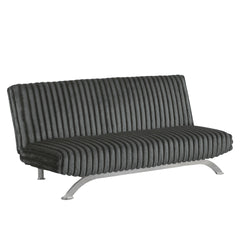 Charcoal Finish Contemporary Style Futon Sofa Bed Convert Into Bed With Hidden Support Metal Leg chrome Finish Base Legs